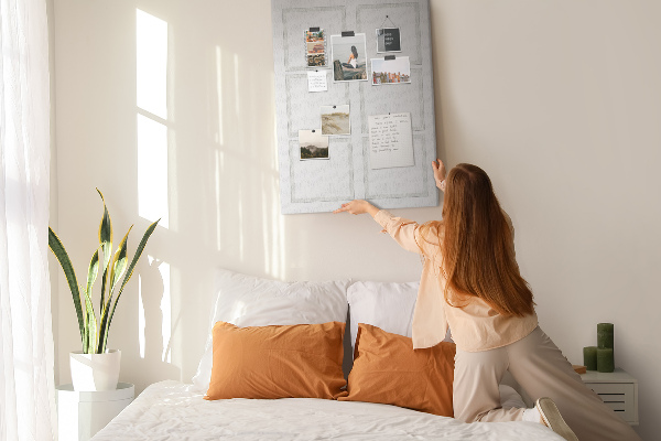 Bedrukt prikbord van kurk visionboard met lege kaders