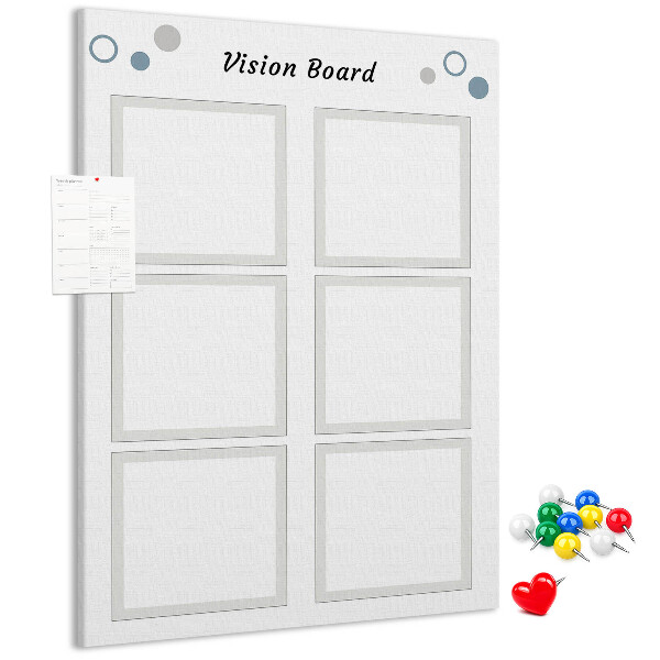Bedrukt prikbord van kurk visionboard met lege kaders