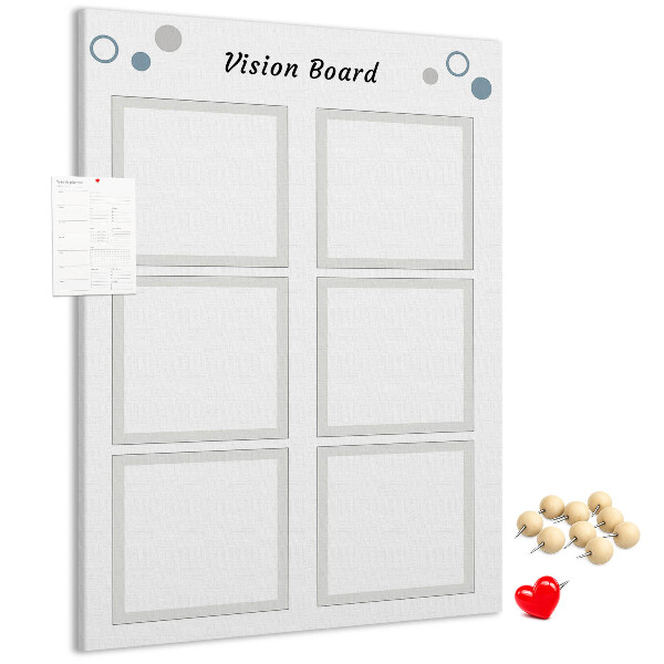 Bedrukt prikbord van kurk visionboard met lege kaders