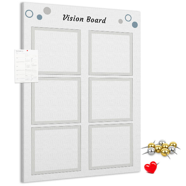 Bedrukt prikbord van kurk visionboard met lege kaders