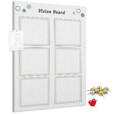 Bedrukt prikbord van kurk visionboard met lege kaders