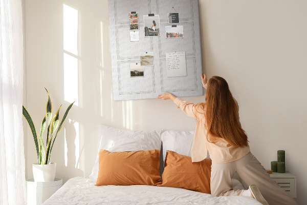 Bedrukt prikbord van kurk visionboard met lege kaders