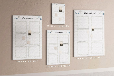 Bedrukt prikbord van kurk visionboard met lege kaders