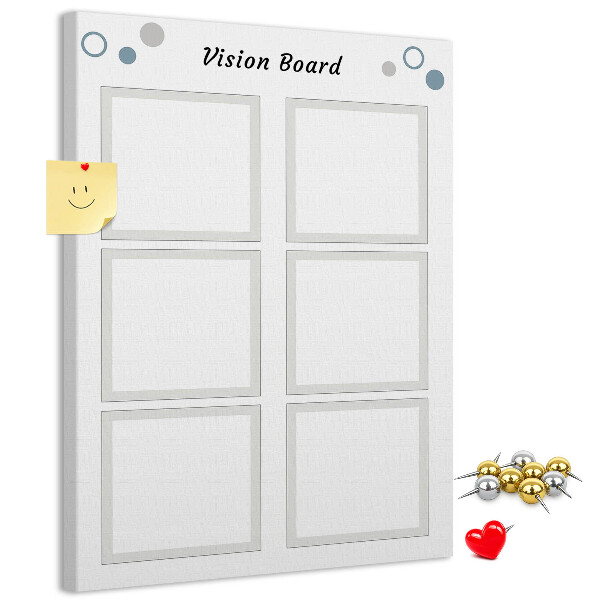 Bedrukt prikbord van kurk visionboard met lege kaders