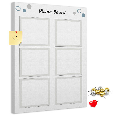 Bedrukt prikbord van kurk visionboard met lege kaders