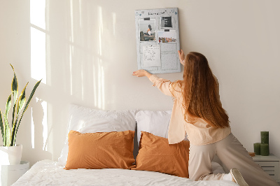 Bedrukt prikbord van kurk visionboard met lege kaders