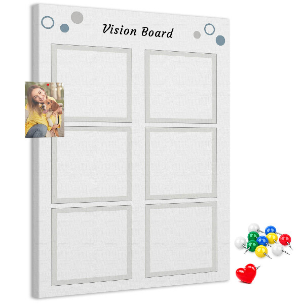 Bedrukt prikbord van kurk visionboard met lege kaders