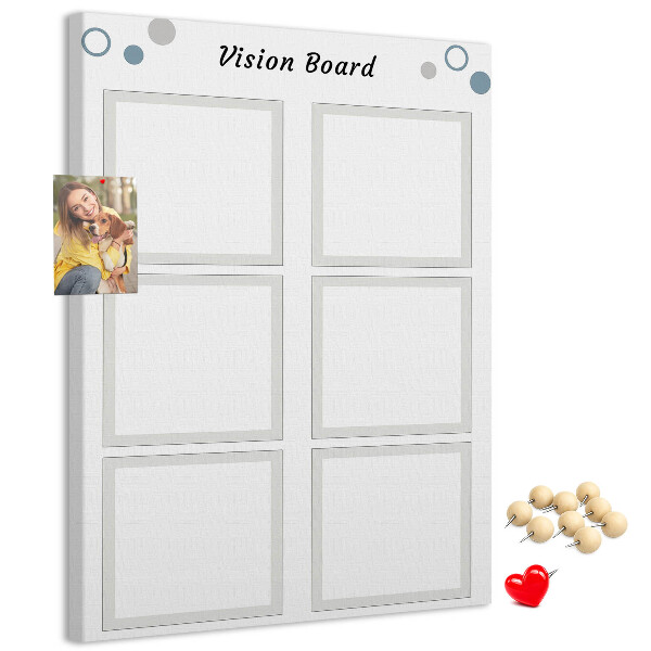 Bedrukt prikbord van kurk visionboard met lege kaders
