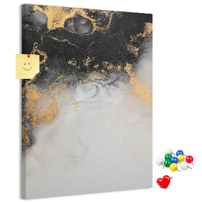 Kurken prikbord abstract patroon met zwart en goud