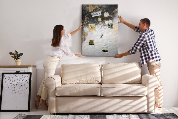 Kurken prikbord abstract patroon met zwart en goud