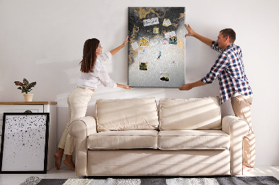 Kurken prikbord abstract patroon met zwart en goud