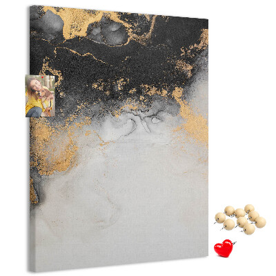 Kurken prikbord abstract patroon met zwart en goud
