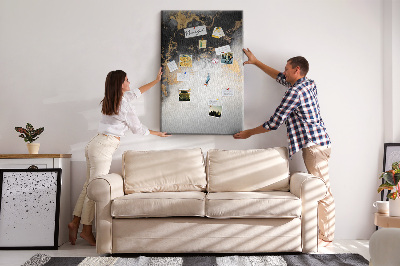 Kurken prikbord abstract patroon met zwart en goud