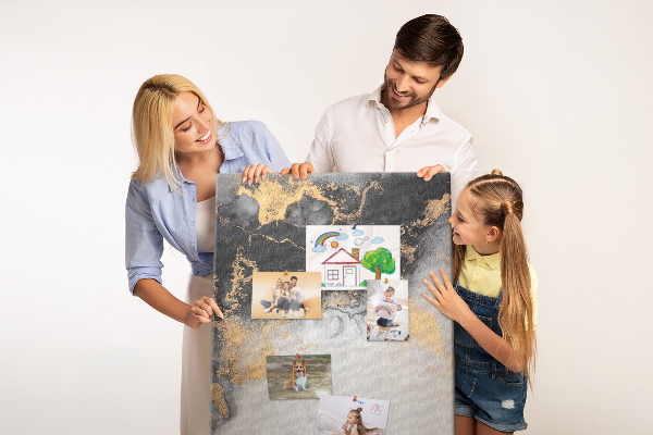 Kurken prikbord abstract patroon met zwart en goud