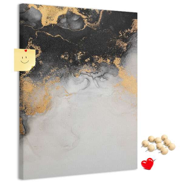 Kurken prikbord abstract patroon met zwart en goud