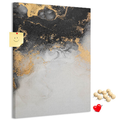 Kurken prikbord abstract patroon met zwart en goud