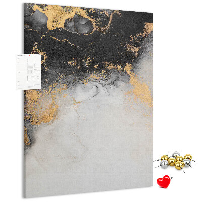 Kurken prikbord abstract patroon met zwart en goud