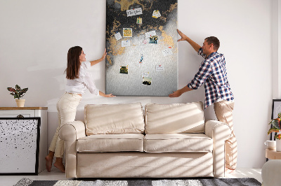 Kurken prikbord abstract patroon met zwart en goud