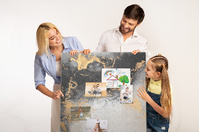 Kurken prikbord abstract patroon met zwart en goud