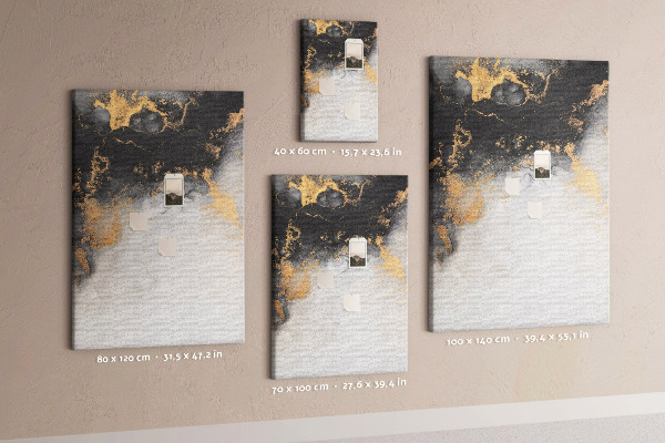 Kurken prikbord abstract patroon met zwart en goud