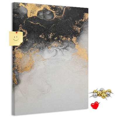 Kurken prikbord abstract patroon met zwart en goud