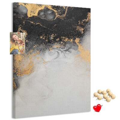 Kurken prikbord abstract patroon met zwart en goud