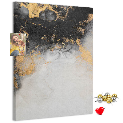 Kurken prikbord abstract patroon met zwart en goud