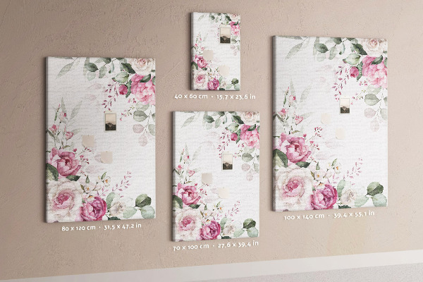 Kurken prikbord met bloemenpatroon in delicate roze tinten