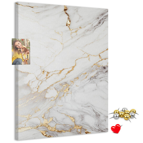 Prikbord van kurk in elegant marmer met gouden aderen