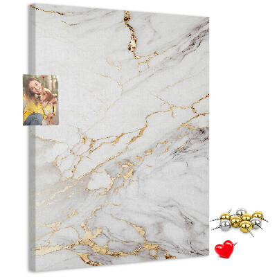 Prikbord van kurk in elegant marmer met gouden aderen