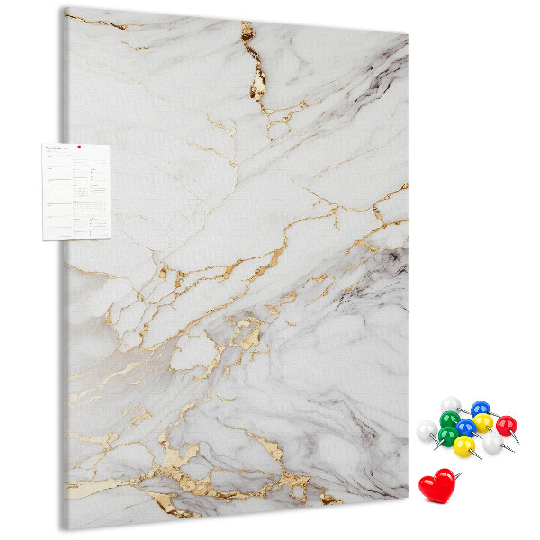 Prikbord van kurk in elegant marmer met gouden aderen