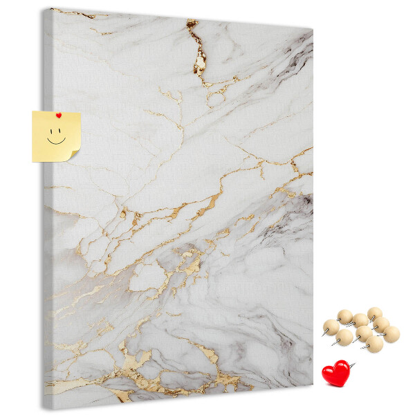 Prikbord van kurk in elegant marmer met gouden aderen