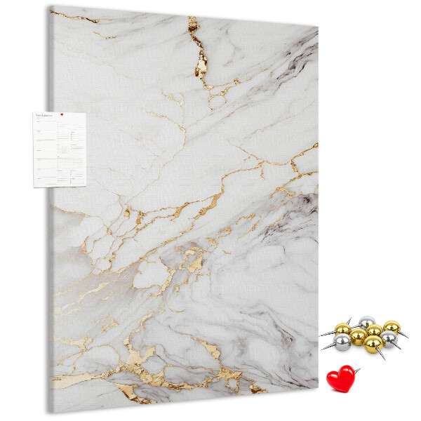 Prikbord van kurk in elegant marmer met gouden aderen