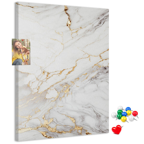 Prikbord van kurk in elegant marmer met gouden aderen