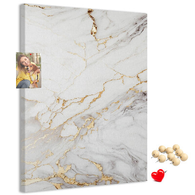 Prikbord van kurk in elegant marmer met gouden aderen