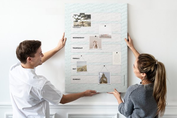 Kurk bedrukken weekplanning in een geometrisch patroon