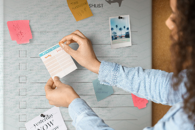 Kurken memobord reiswenslijst in pastelkleuren