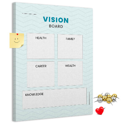 Kurken prikbord visionboard met vier doelcategorieën