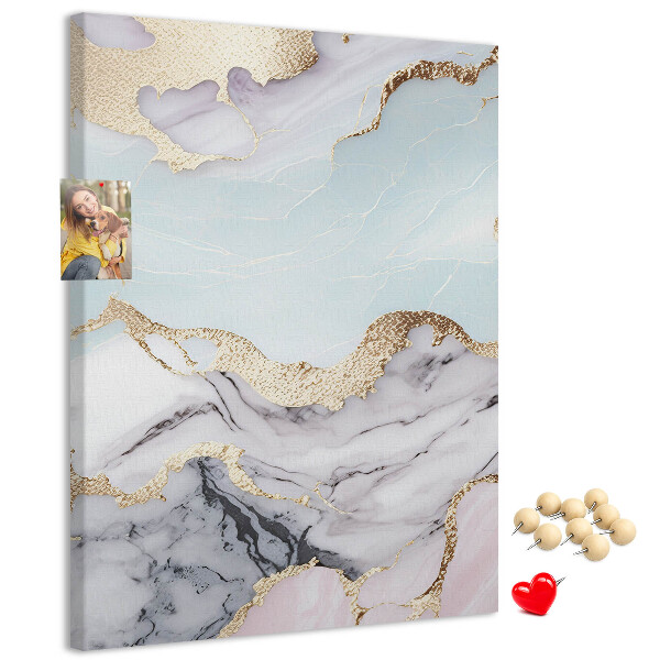 Kurken memobord elegant marmer met gouden accenten