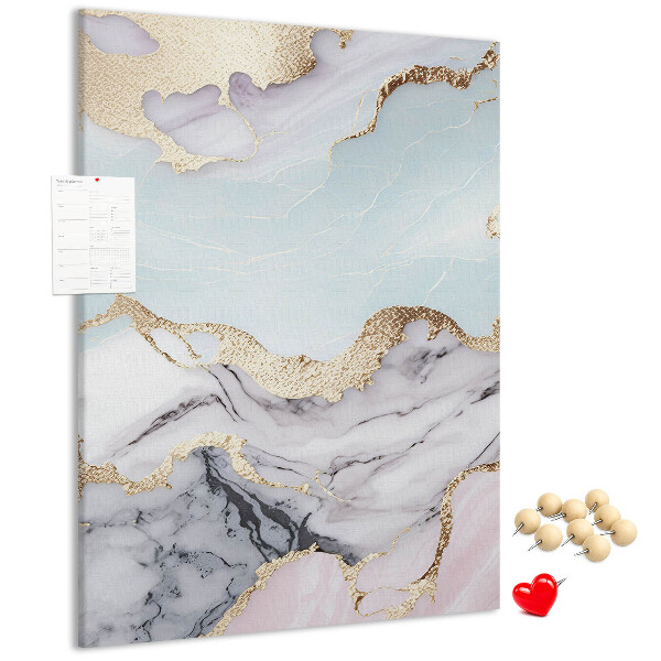 Kurken memobord elegant marmer met gouden accenten