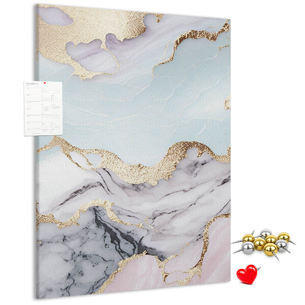 Kurken memobord elegant marmer met gouden accenten