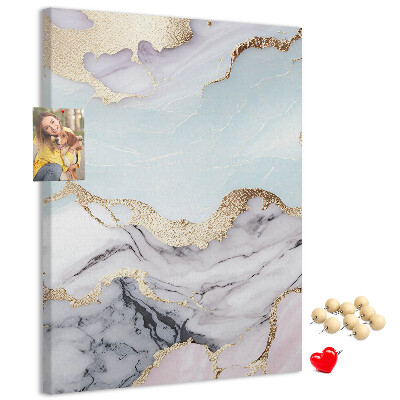 Kurken memobord elegant marmer met gouden accenten