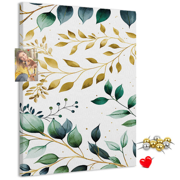 Kurk bedrukken met gouden bladeren op een lichte achtergrond