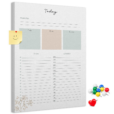 Prikbord van kurk dagplanner met kleurrijke secties