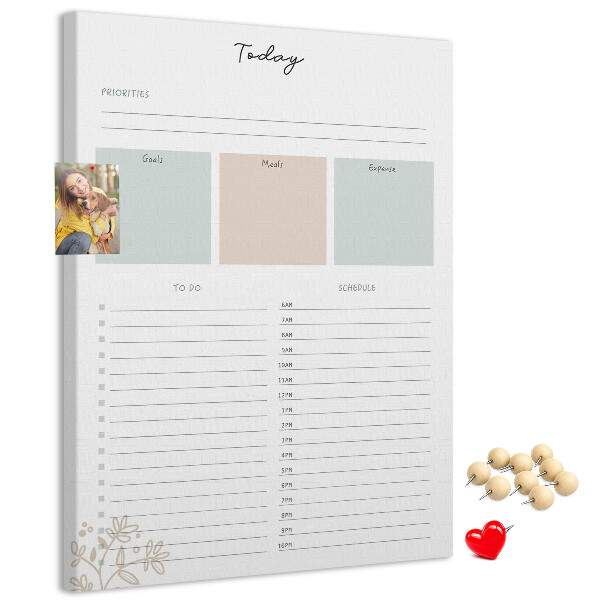 Prikbord van kurk dagplanner met kleurrijke secties