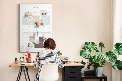 Prikbord van kurk dagplanner met kleurrijke secties