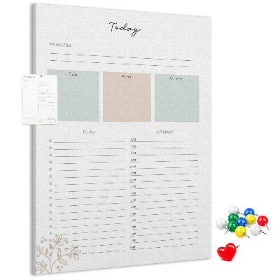Prikbord van kurk dagplanner met kleurrijke secties