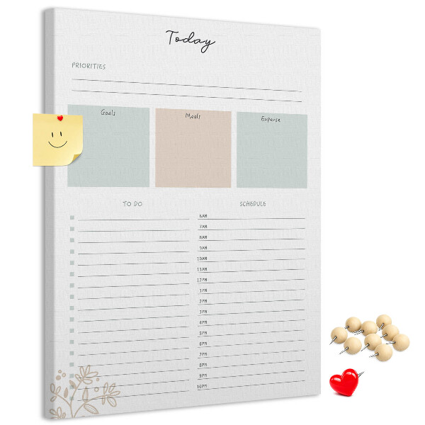 Prikbord van kurk dagplanner met kleurrijke secties