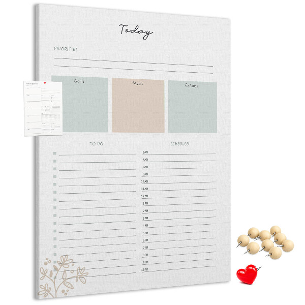 Prikbord van kurk dagplanner met kleurrijke secties