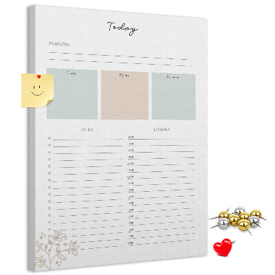 Prikbord van kurk dagplanner met kleurrijke secties